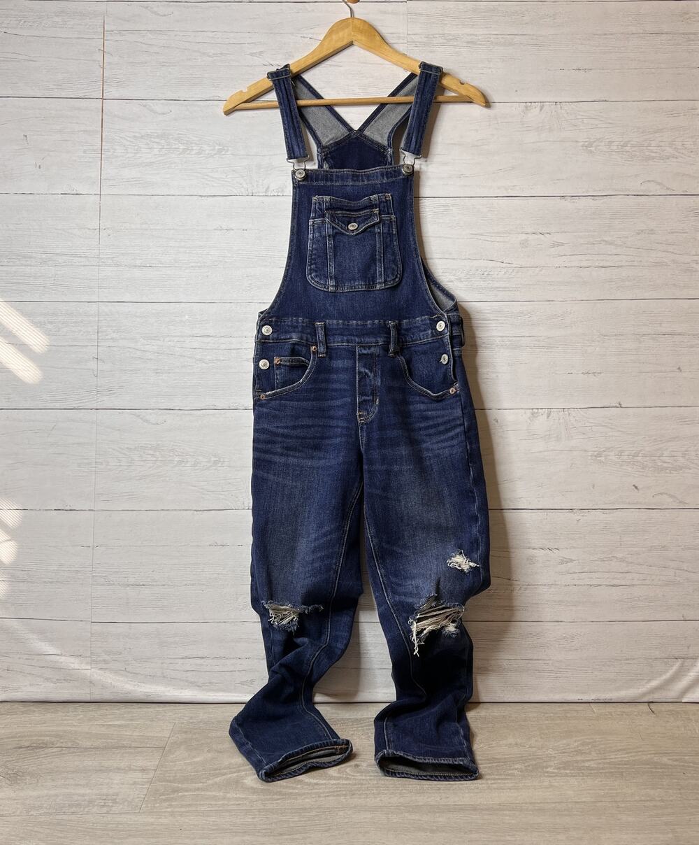 American Eagle Overalls Womens Size XS Tom Girl Stretch Cotton Blend Dark Wash - Picture 1 of 16
